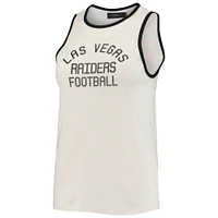Women's Junk Food White/Black Las Vegas Raiders Throwback Pop Binding Scoop Neck Tank Top