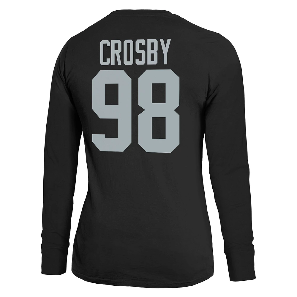 Women's Majestic Threads Maxx Crosby Black Las Vegas Raiders Player Name & Number Long Sleeve T-Shirt
