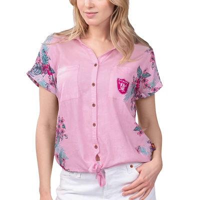 Chemise boutonnée nouée sur le devant du stade des Raiders de Las Vegas Margaritaville rose pour femmes