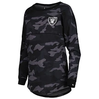T-shirt à manches longues camouflage Las Vegas Raiders New Era noir pour femme