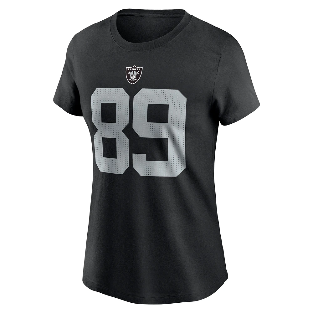 Women's Nike Brock Bowers Black Las Vegas Raiders  Player Name & Number T-Shirt