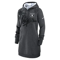 Women's Nike Heather Charcoal Las Vegas Raiders Oversized Fleece Raglan Hoodie Dress