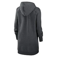 Women's Nike Heather Charcoal Las Vegas Raiders Oversized Fleece Raglan Hoodie Dress