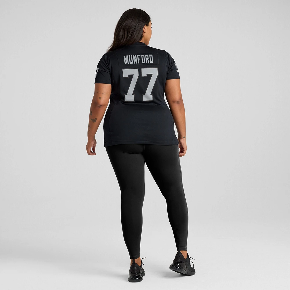 Maillot de jeu d'équipe Nike Thayer Munford Jr. noir pour femme des Las Vegas Raiders