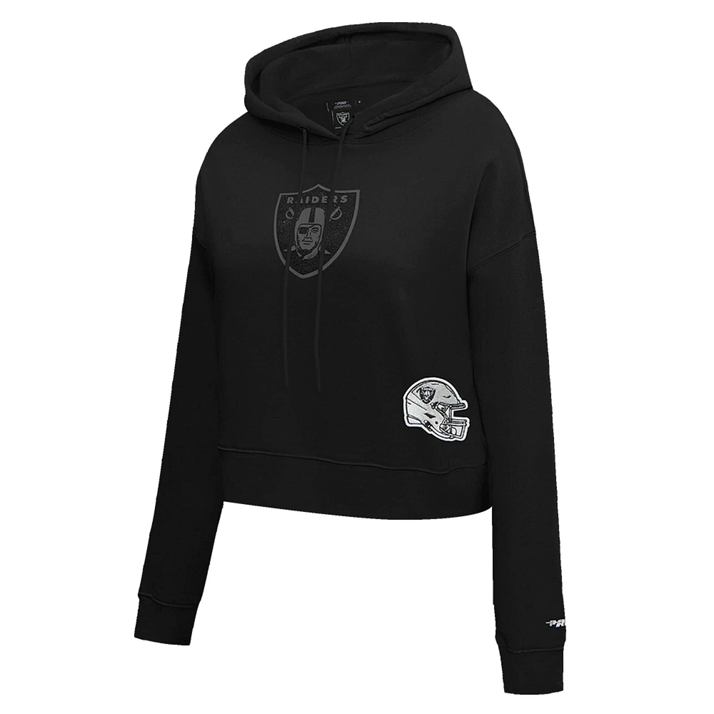 Women's Pro Standard Black Las Vegas Raiders Jeweled Cropped Pullover Hoodie