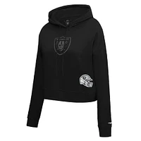 Women's Pro Standard Black Las Vegas Raiders Jeweled Cropped Pullover Hoodie