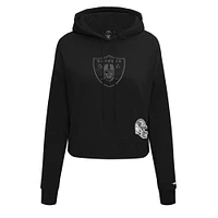 Women's Pro Standard Black Las Vegas Raiders Jeweled Cropped Pullover Hoodie