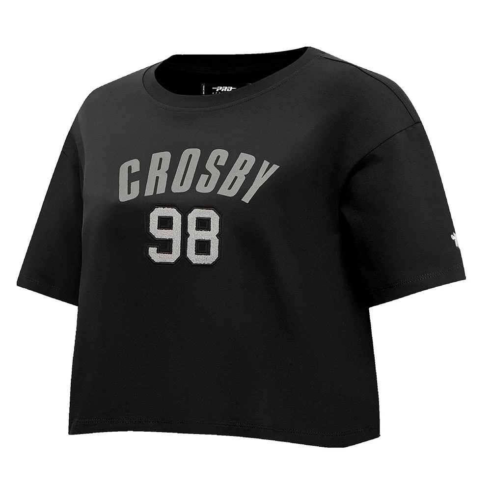 Women's Pro Standard Maxx Crosby Black Las Vegas Raiders Player Name & Number Cropped Boxy T-Shirt
