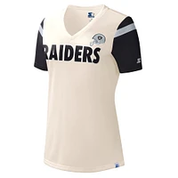 Women's Starter White Las Vegas Raiders Kick-Starter - V-Neck T-Shirt