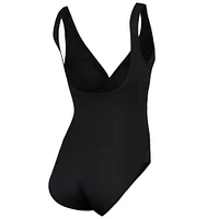 Women's Tommy Bahama Black Las Vegas Raiders Pearl Clara Wrap One-Piece Swimsuit