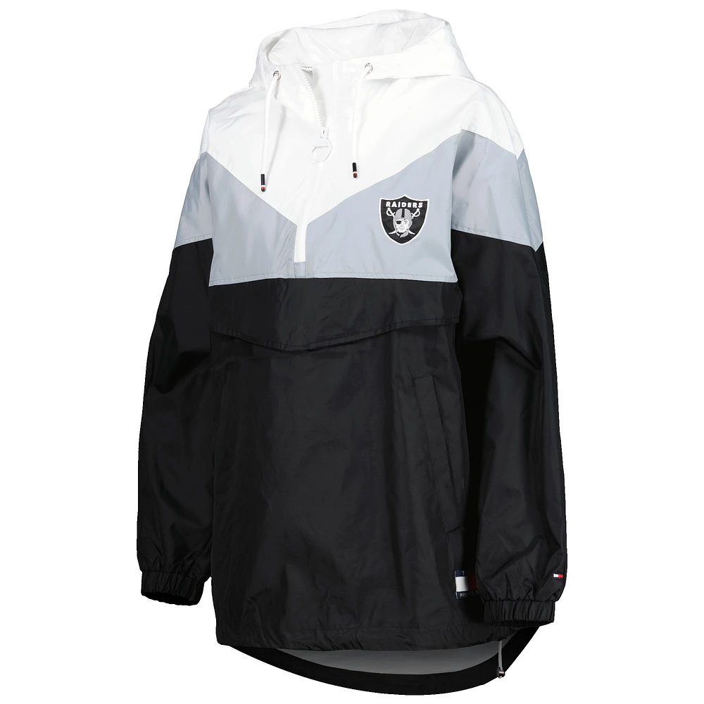 Women's Tommy Hilfiger White/Silver Las Vegas Raiders Staci Half-Zip Hoodie Windbreaker Jacket