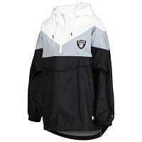 Women's Tommy Hilfiger White/Silver Las Vegas Raiders Staci Half-Zip Hoodie Windbreaker Jacket