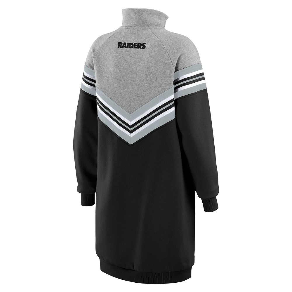 Women's WEAR by Erin Andrews  Black/Heather Gray Las Vegas Raiders Chevron Stripe Dress