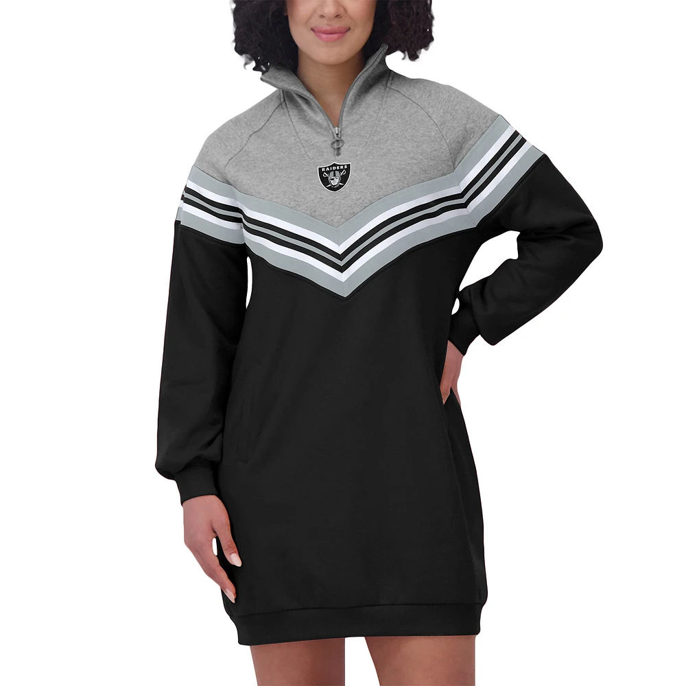 Women's WEAR by Erin Andrews  Black/Heather Gray Las Vegas Raiders Chevron Stripe Dress