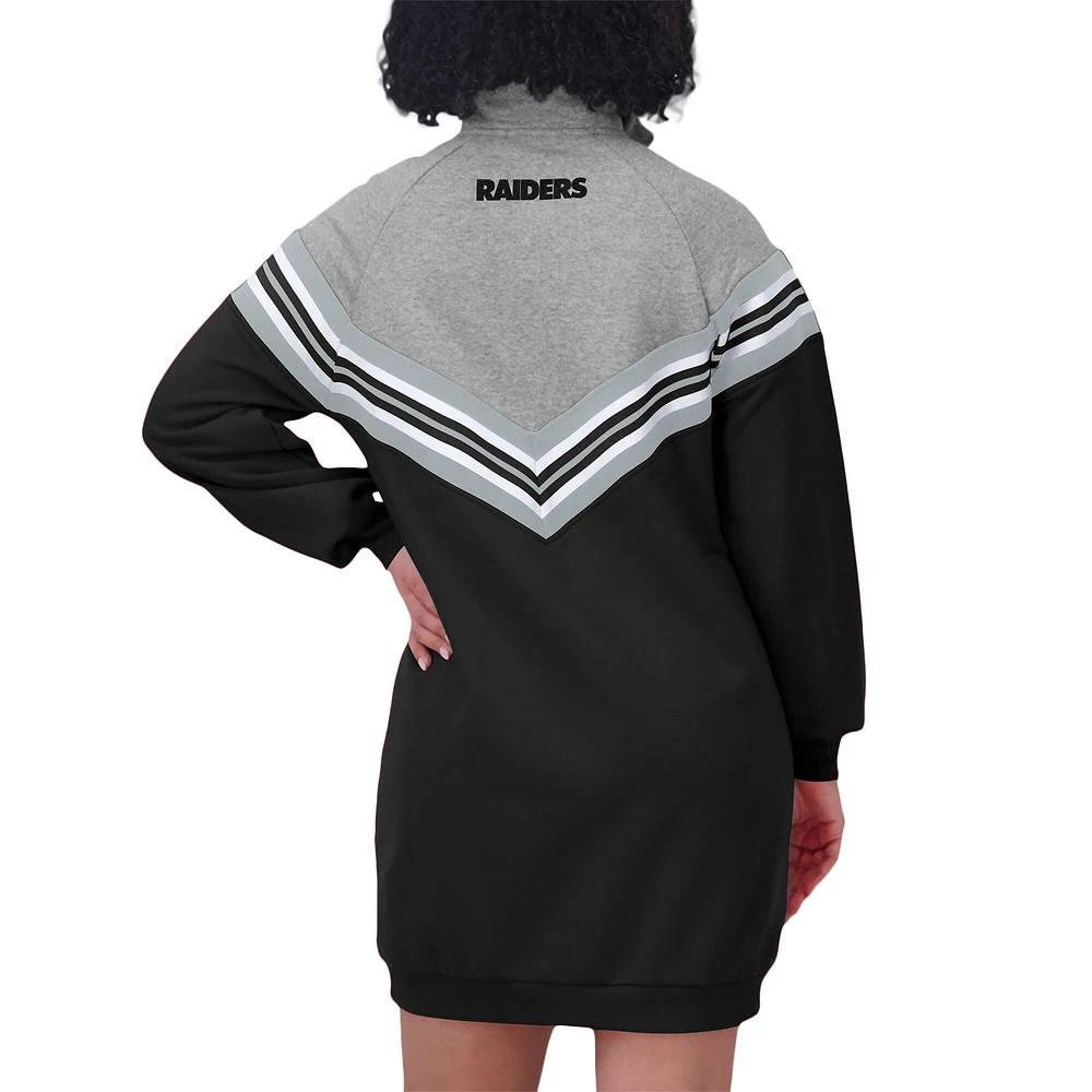 Women's WEAR by Erin Andrews  Black/Heather Gray Las Vegas Raiders Chevron Stripe Dress