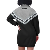 Women's WEAR by Erin Andrews  Black/Heather Gray Las Vegas Raiders Chevron Stripe Dress