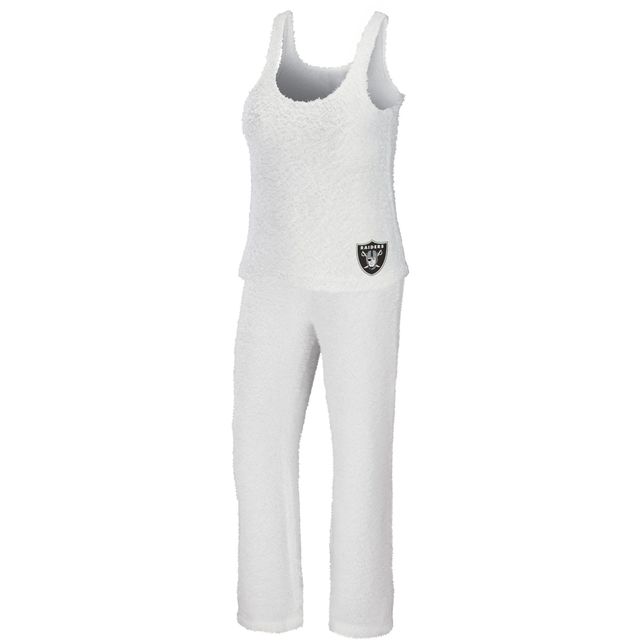 Women's WEAR by Erin Andrews Cream Las Vegas Raiders Cosy Scoop Neck Tank Top & Pants Sleep Set