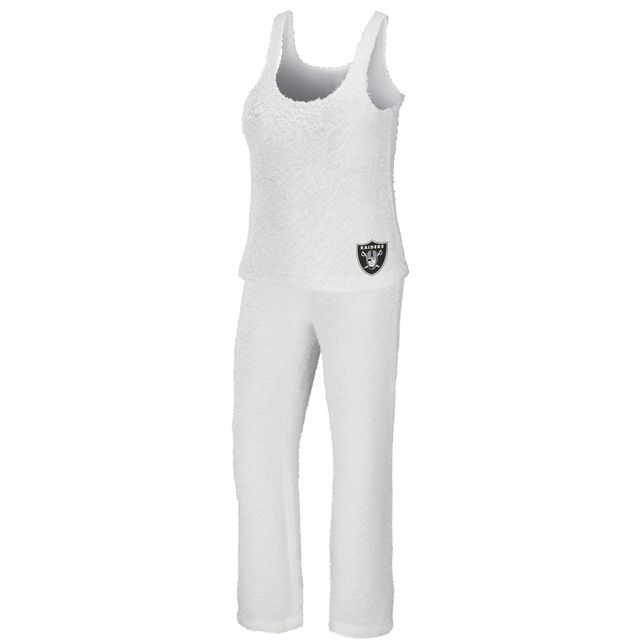Women's WEAR by Erin Andrews Cream Las Vegas Raiders Cosy Scoop Neck Tank Top & Pants Sleep Set