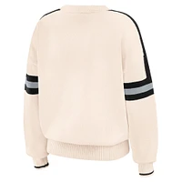 Women's WEAR by Erin Andrews  Cream Las Vegas Raiders Stripe Pullover Sweater