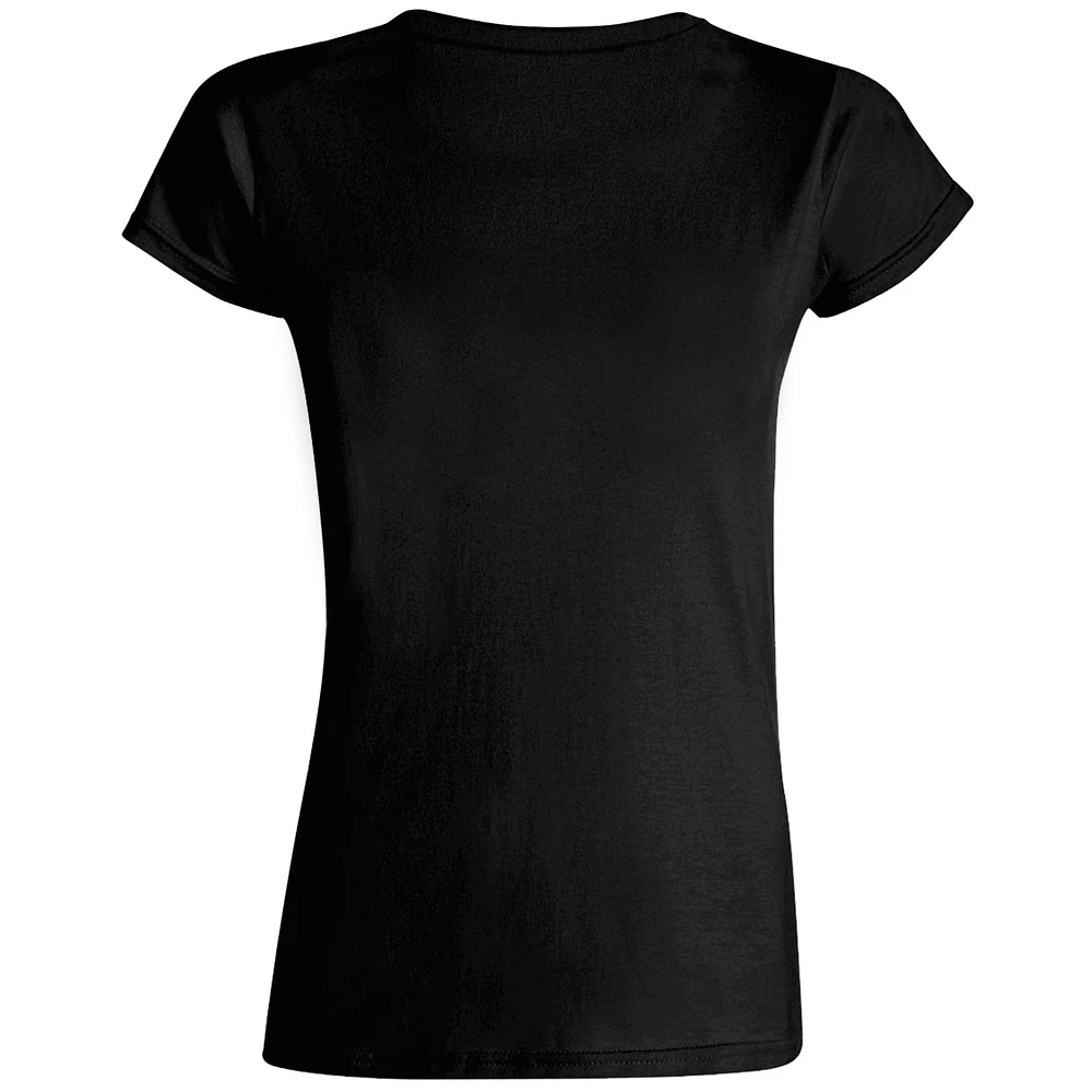 Women's Checkered Flag Black LEGACY Motor Club Team V-Neck T-Shirt