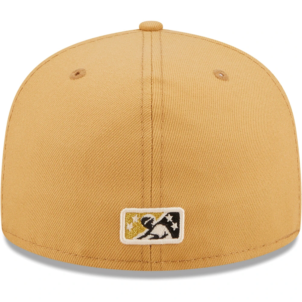 Men's New Era Natural Lehigh Valley IronPigs Authentic Collection 59FIFTY Fitted Hat