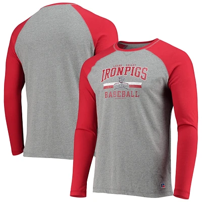 T-shirt de baseball à manches longues Lehigh Valley IronPigs rouge/gris chiné pour homme