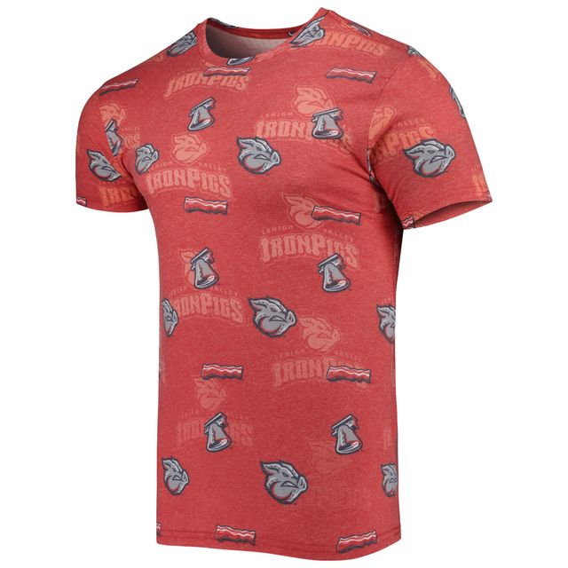 T-shirt Lehigh Valley IronPigs rouge pour homme avec imprimé intégral