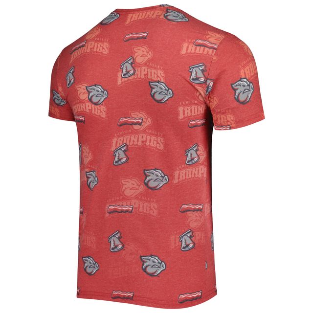 T-shirt Lehigh Valley IronPigs rouge pour homme avec imprimé intégral