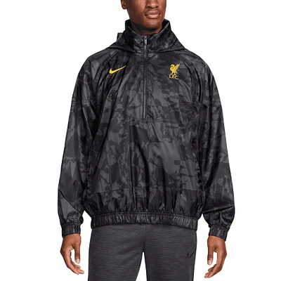 Veste anorak demi-zip Nike Liverpool Windrunner noire pour homme
