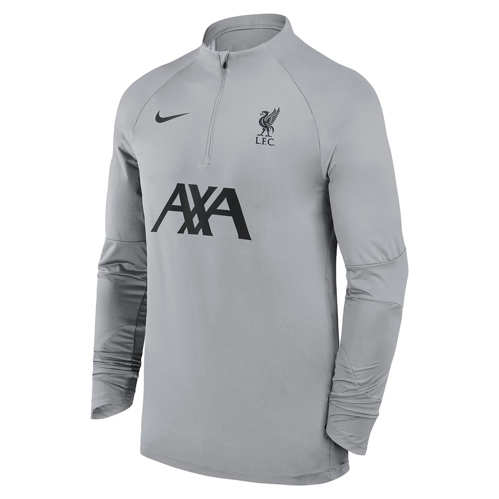 Men's Nike Gray Liverpool 2023/24 Strike Drill Raglan Quarter-Zip Top