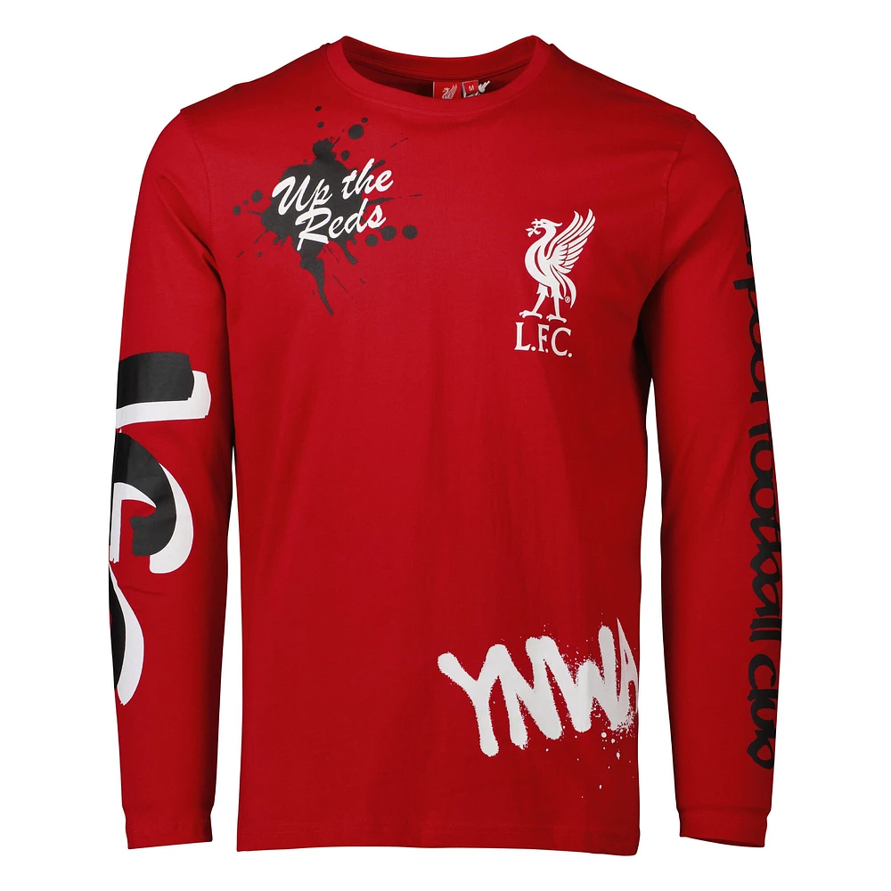T-shirt à manches longues rouge Liverpool Graffiti pour homme
