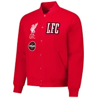 Veste universitaire rouge à boutons-pression pour supporter de Liverpool homme