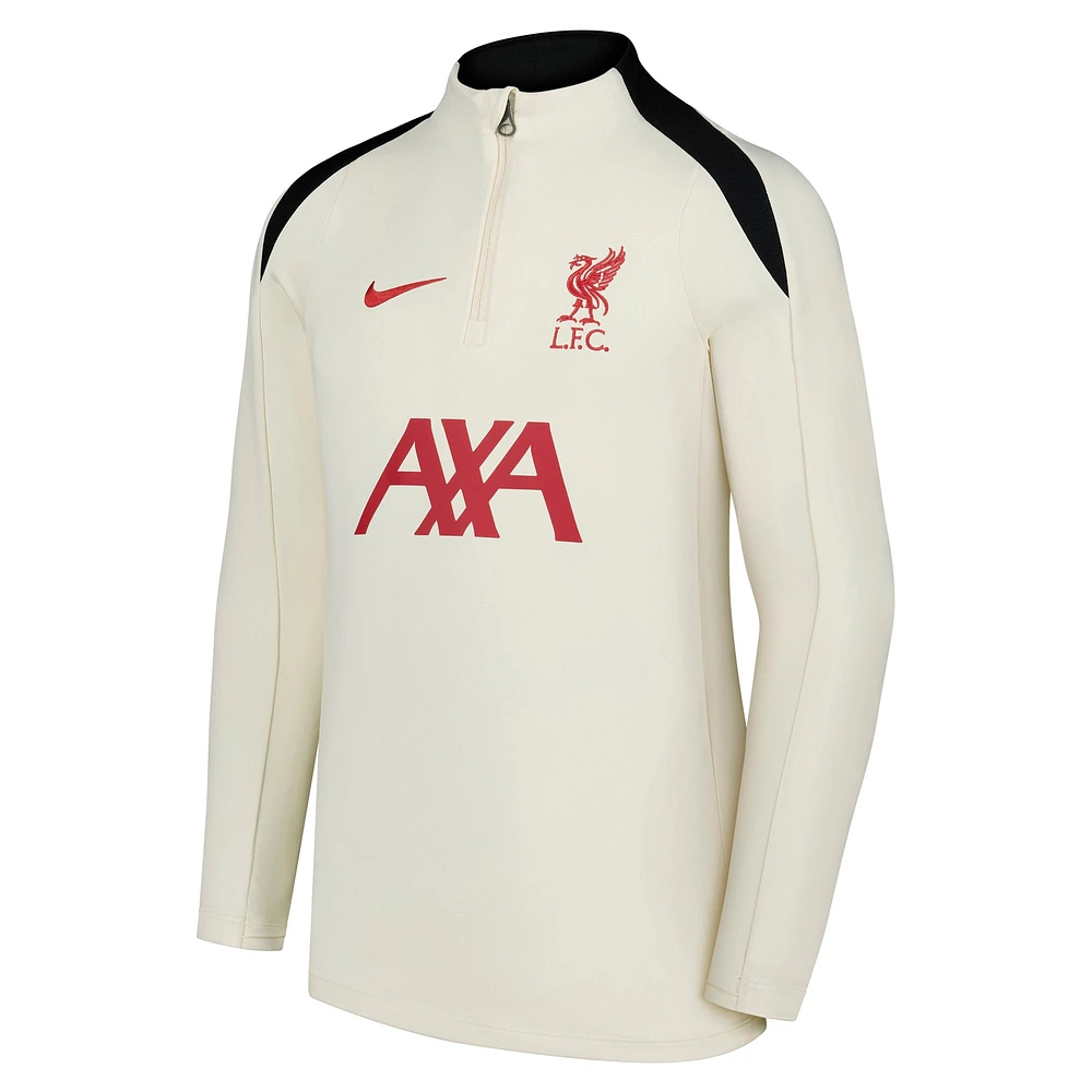 Youth Nike  Cream Liverpool 2024/25 Strike Drill Performance Quarter-Zip Pullover Top