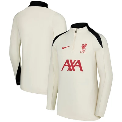 Youth Nike  Cream Liverpool 2024/25 Strike Drill Performance Quarter-Zip Pullover Top
