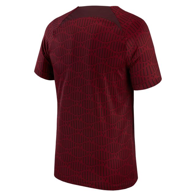 Haut Nike rouge Liverpool 2022 Pre-Match Raglan Performance pour enfant