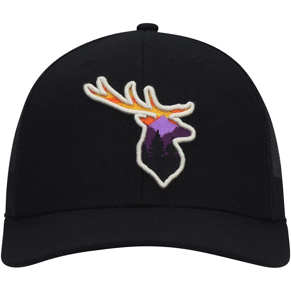 Men's Local Crowns Black Deer Animal Collection Forest Views Trucker Snapback Hat