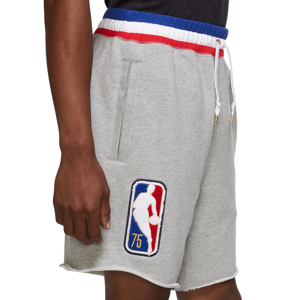 Men's Nike Gray NBA 75th Anniversary Logo Fleece - Shorts