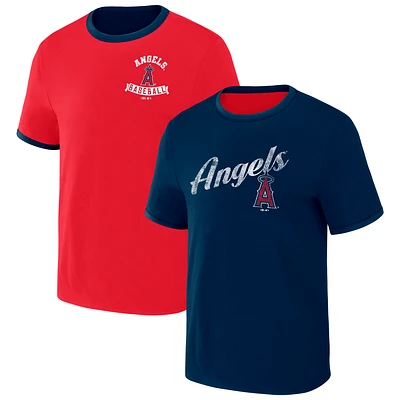 Collection Darius Rucker pour homme par Fanatics - T-shirt réversible Los Angeles Angels Two-Way Ringer rouge/bleu marine