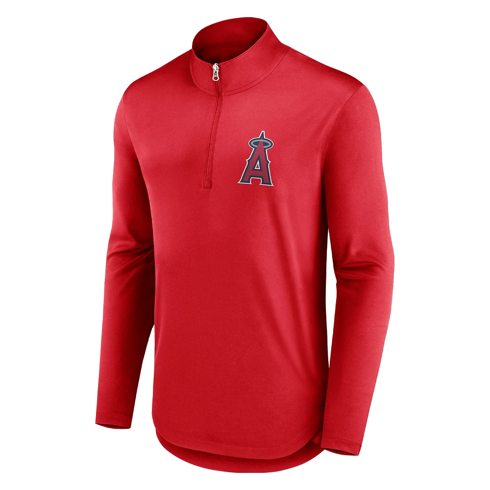 Men's Fanatics Red Los Angeles Angels Tough Minded Lightweight Quarter-Zip Pullover