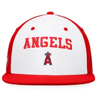 Men's Fanatics White/Red Los Angeles Angels Iconic Color Blocked Fitted Hat