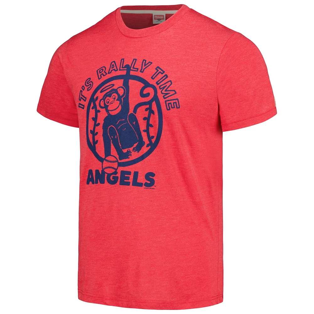 T-shirt triple mélange Hommage pour hommes Red Los Angeles Angels Doodle Collection It's Rally Time