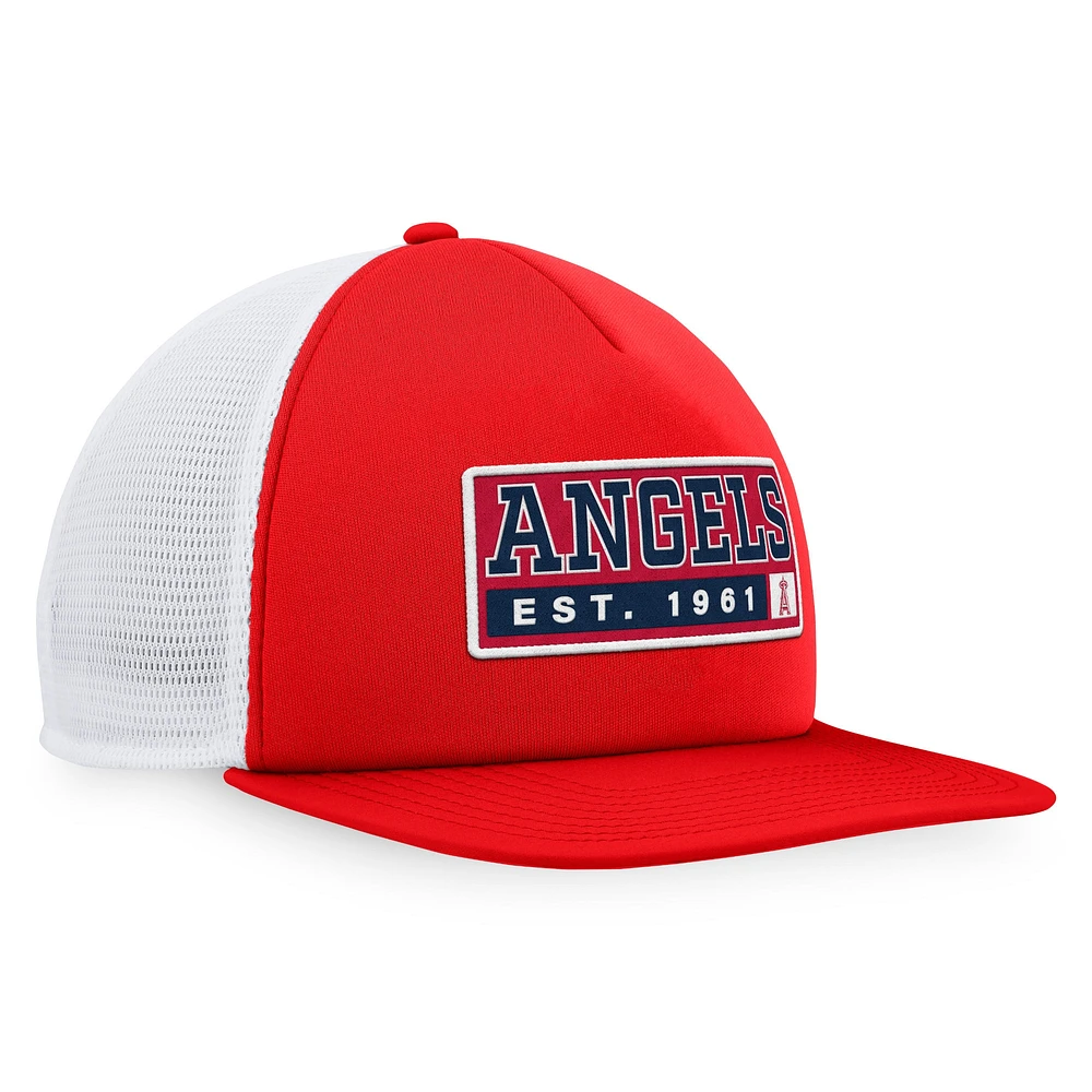 Men's Majestic Red/White Los Angeles Angels Foam Trucker Snapback Hat