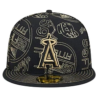 Men's New Era Black Los Angeles Angels 59FIFTY Day Allover Fitted Hat