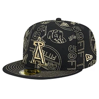 Men's New Era Black Los Angeles Angels 59FIFTY Day Allover Fitted Hat