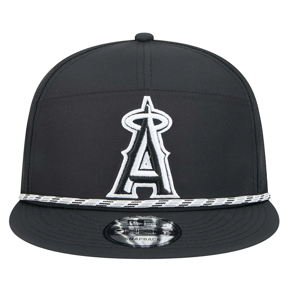 Men's New Era  Black Los Angeles Angels Laser Cut 9FIFTY Snapback Hat