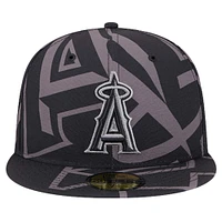 Men's New Era Black Los Angeles Angels Logo Fracture 59FIFTY Fitted Hat