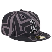 Men's New Era Black Los Angeles Angels Logo Fracture 59FIFTY Fitted Hat
