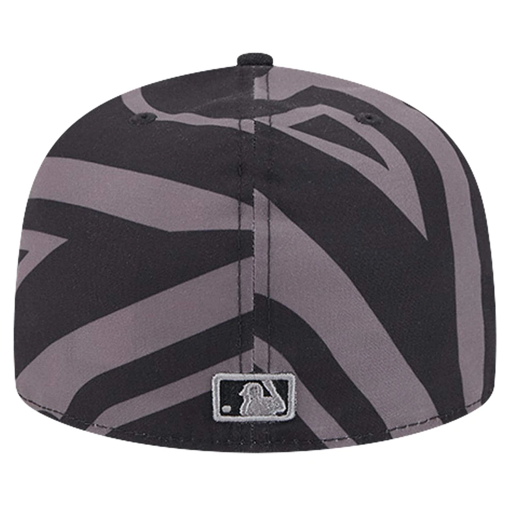 Men's New Era Black Los Angeles Angels Logo Fracture 59FIFTY Fitted Hat