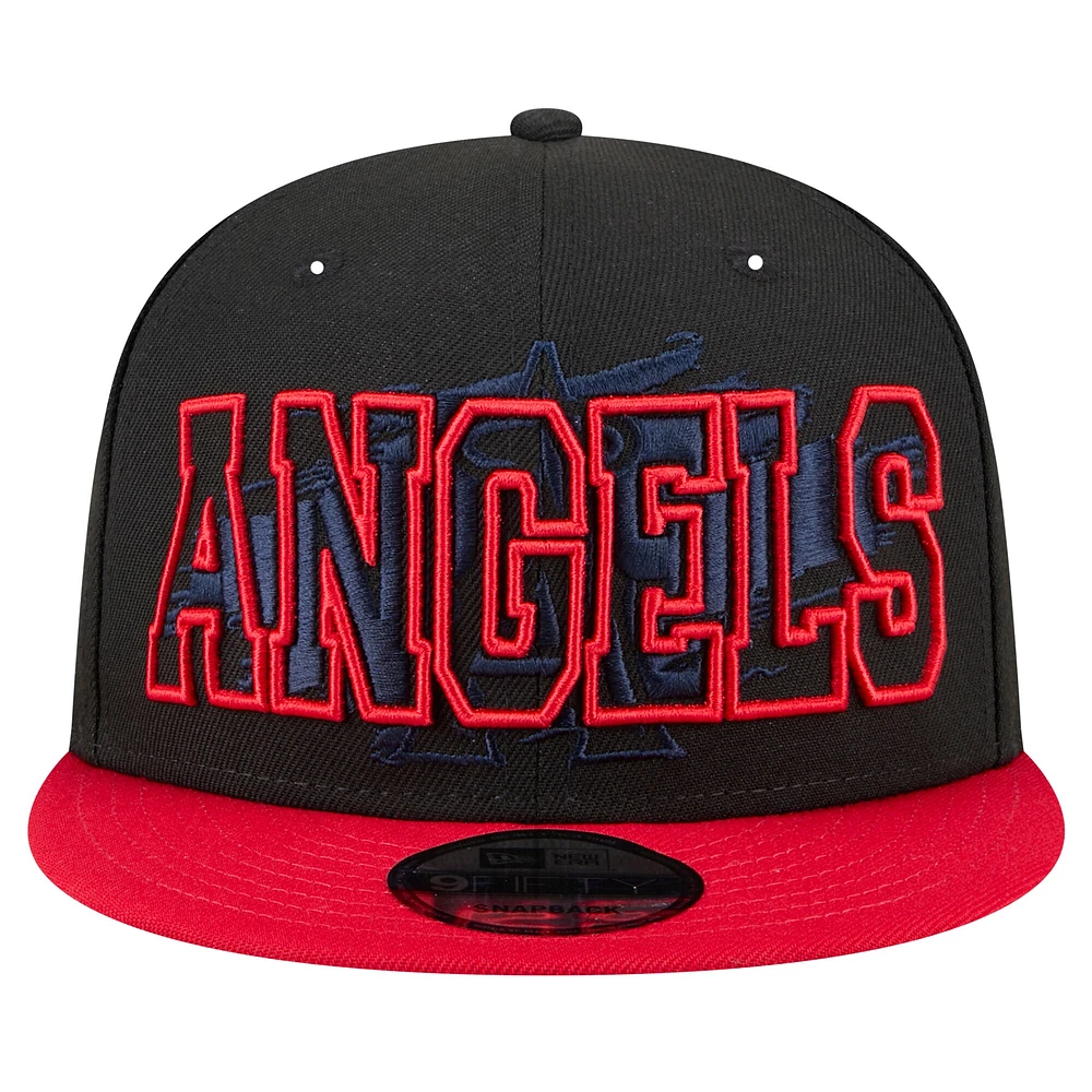 Men's New Era Black Los Angeles Angels Splatter 9FIFTY Snapback Hat