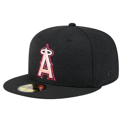 Casquette ajustée New Era noire Los Angeles Angels Koi 59FIFTY pour homme